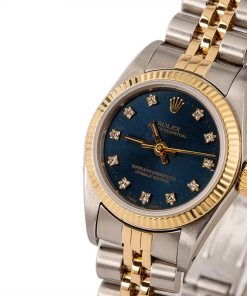 Alternative view of HandMade The Rolex Ladies Oyster Perpetual 67193 Blue Diamond Dial