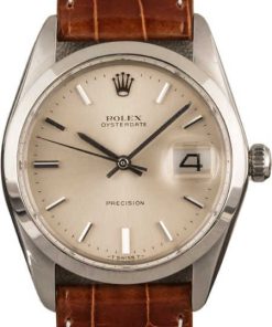 HandMade The Rolex OysterDate 6694 Silver Index Dial Leather Strap