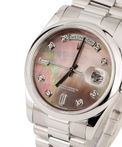 Alternative view of HandMade The Rolex Day-Date 118206 Platinum President Diamond Black MOP Dial