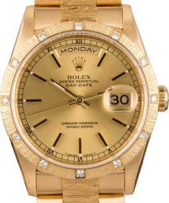 HandMade The Rolex President 18308 Bark Finish Bezel w/ Diamonds
