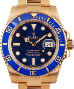 HandMade The Rolex Yellow Gold Submariner 116618 Blue Dial