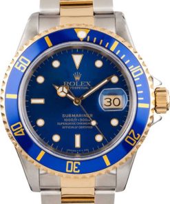 HandMade The Mens Two Tone Blue Dial Rolex Submariner 16613