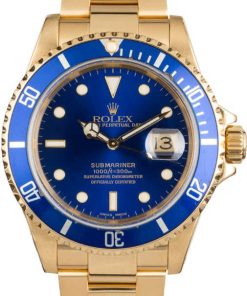 HandMade The Rolex 18k Yellow Gold Submariner 16618 Certified