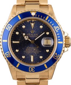 HandMade The Rolex Submariner 16808 Yellow Gold Aged Blue Nipple Dial