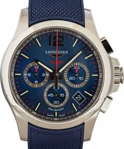 HandMade The Longines Conquest V.H.P. Stainless Steel on Blue Rubber Strap