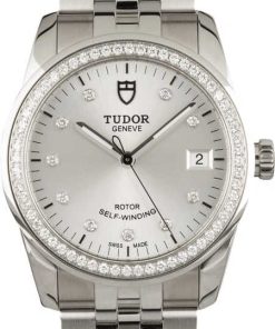 HandMade The Unworn Tudor Glamour Date 55020 Silver Diamond Dial