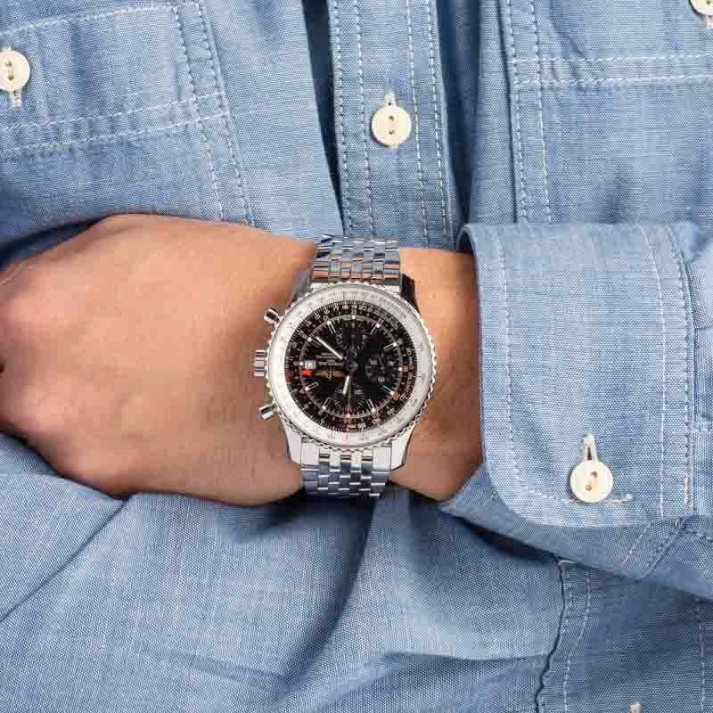 HandMade The Breitling Navitimer Chronograph GMT 46 Black Dial - Image 5
