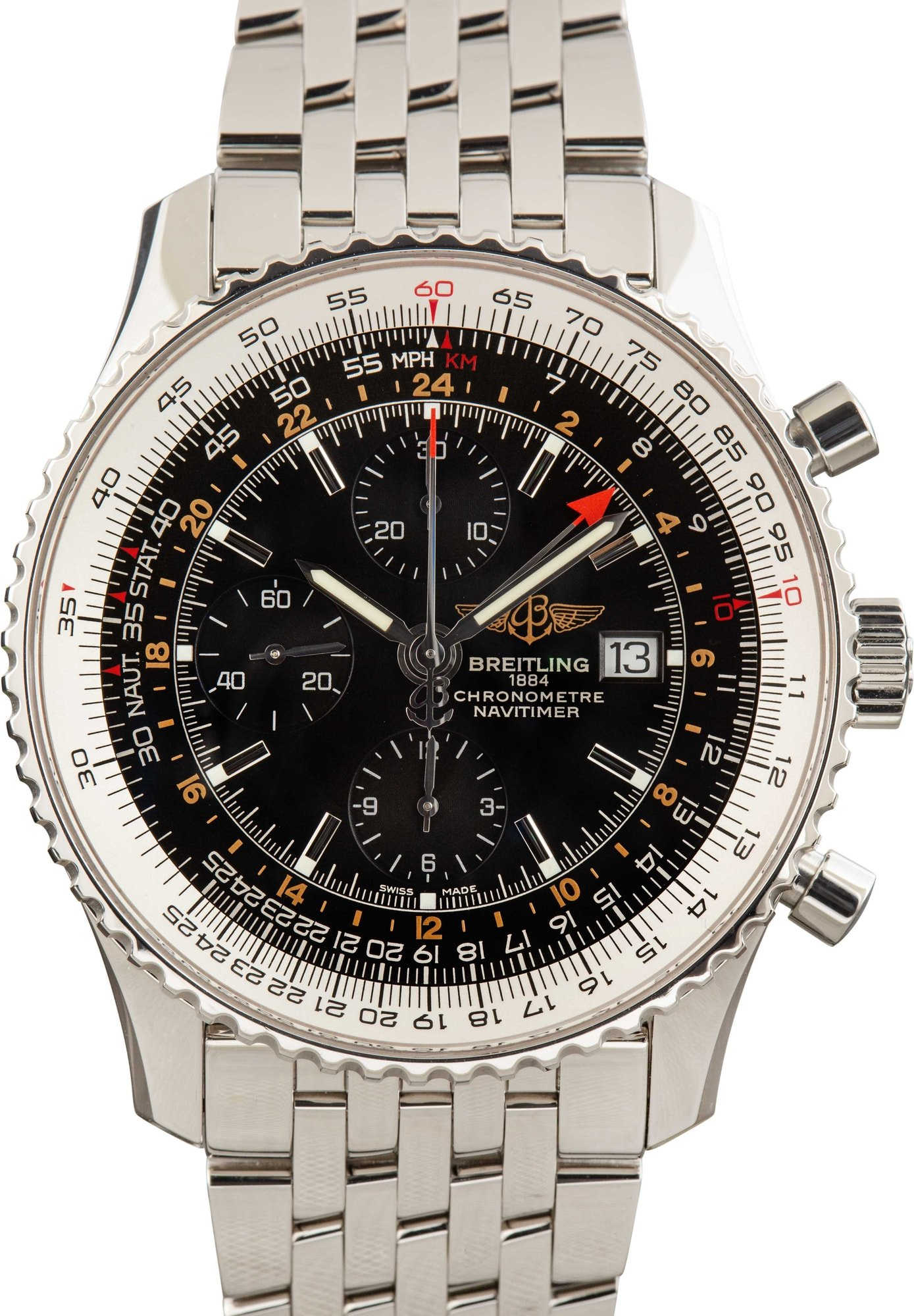 HandMade The Breitling Navitimer Chronograph GMT 46 Black Dial