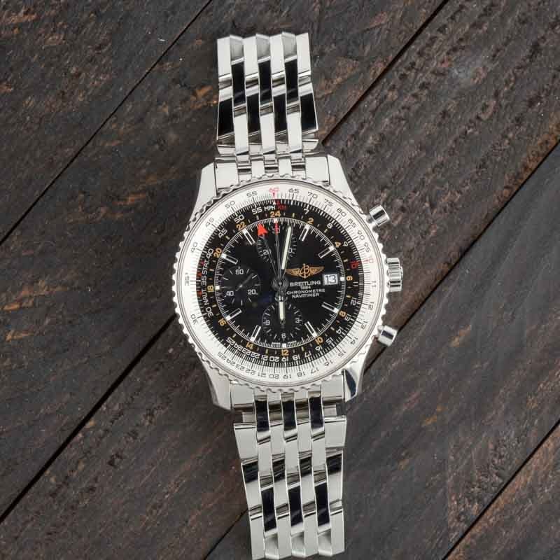 HandMade The Breitling Navitimer Chronograph GMT 46 Black Dial - Image 6