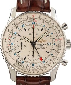 HandMade The Breitling Navitimer World GMT 46 Silver Dial