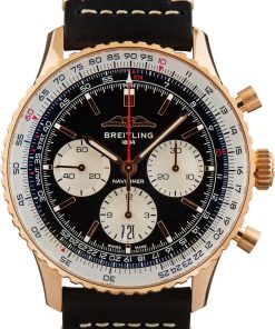 HandMade The Breitling Navitimer 18k Red Gold Black Dial