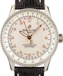 HandMade The Breitling Navitimer Automatic 35 Diamond Mother of Pearl Dial
