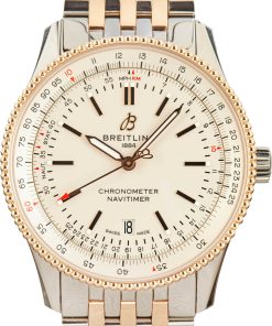 HandMade The Breitling Navitimer Automatic 41 Steel & Red Gold Silver Dial
