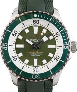 HandMade The Breitling Superocean Automatic 44 Green Dial & Rubber Strap