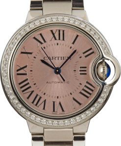 HandMade The Cartier Ballon Bleu Pink Dial Diamond Bezel