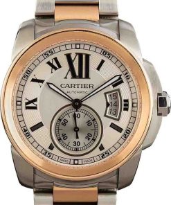 HandMade The Cartier Caliber De Cartier Stainless Steel & 18k Rose Gold