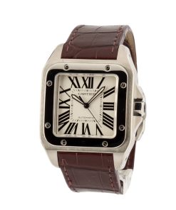 Alternative view of HandMade The Cartier Santos 100 Silver Roman Dial