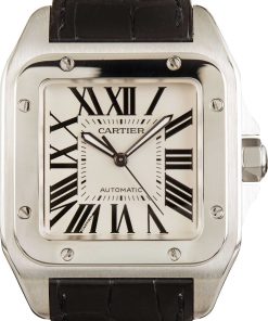 HandMade The Cartier Santos 100 Stainless Steel Roman Dial