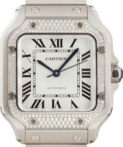 HandMade The Santos Medium Model de Cartier Watch Diamond Bezel