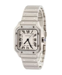 Alternative view of HandMade The Santos De Cartier Watch W4SA0005 Diamond Bezel