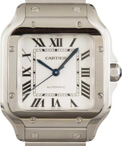 HandMade The Cartier Santos Stainless Steel Medium Silver Dial