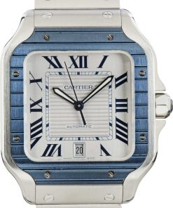 HandMade The Santos De Cartier Watch Blue Bezel Large Model