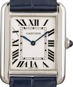 HandMade The Cartier Tank Solo Stainless Steel on Leather Strap