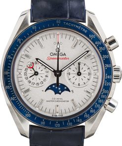 HandMade The Omega Speedmaster Moonphase Platinum on Leather Strap