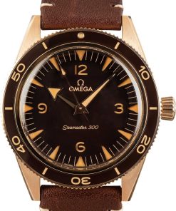 HandMade The Omega Seamaster 300 Bronze Gold on Leather Strap