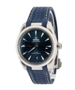 Alternative view of HandMade The Omega Seamaster Steel Aqua Terra Blue Rubber Strap