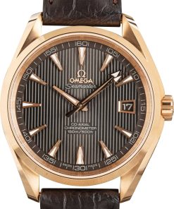 HandMade The Omega Seamaster Aqua Terra 150M Red Gold on Leather Strap