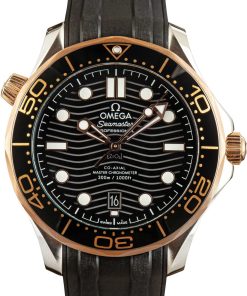 HandMade The Omega Seamaster Diver 300M Steel & Gold on Rubber Band