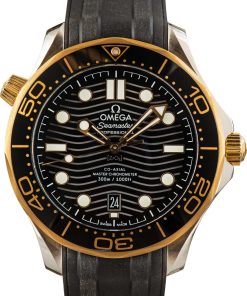 HandMade The Omega Seamaster Diver 300M Steel & Gold on Rubber Strap