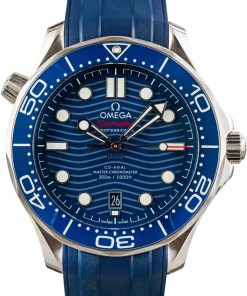 HandMade The Omega Seamaster Diver 300M Blue Wave Dial & Rubber Strap