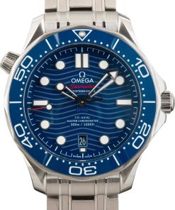 HandMade The OMEGA Seamaster Blue Dial Diver 300M Steel on Rubber Strap