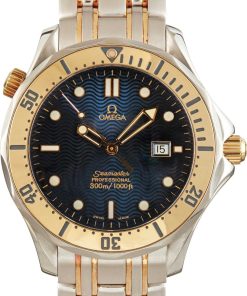 HandMade The Omega Seamaster Yellow Gold on Steel Blue Dial