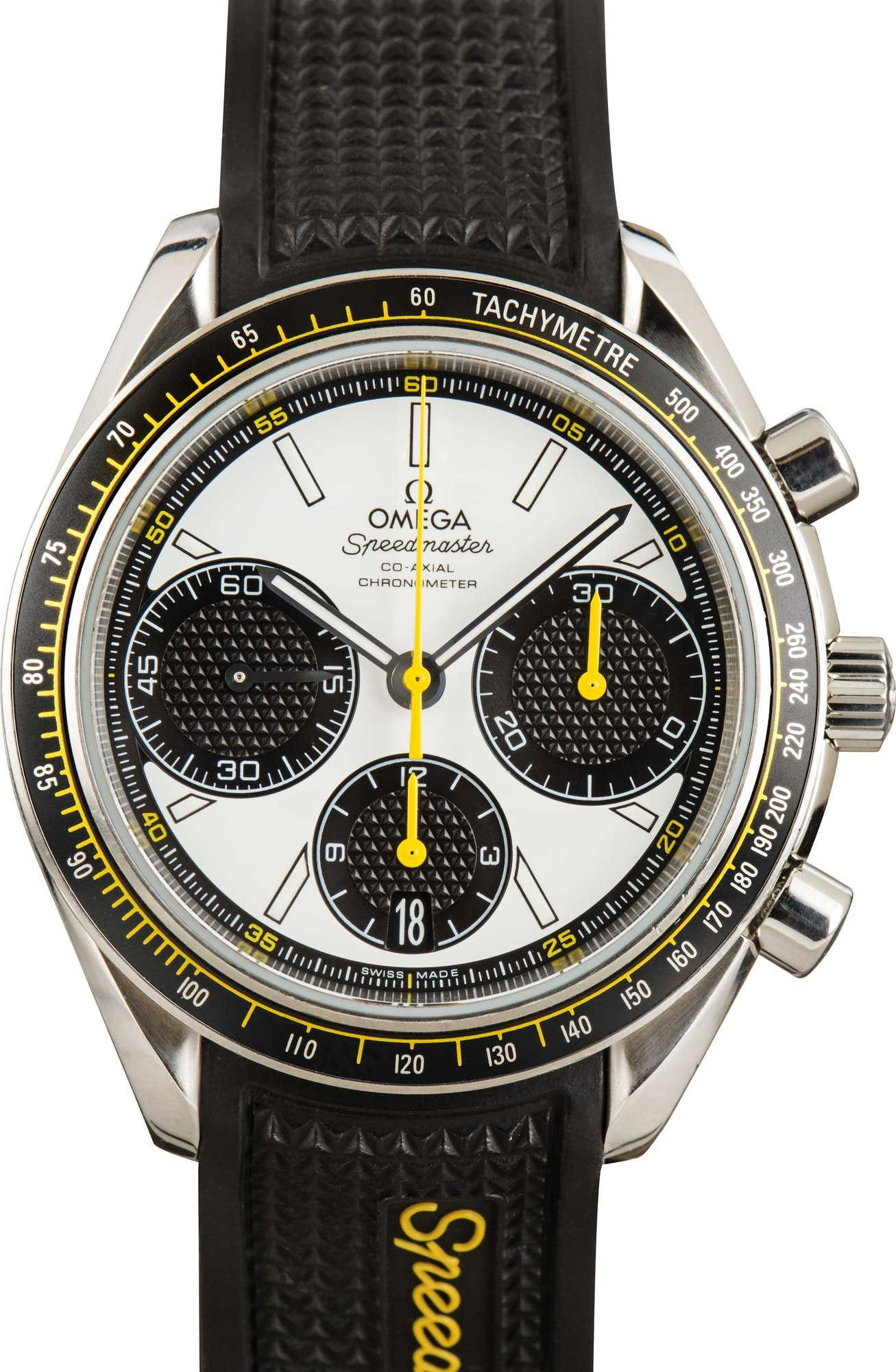 HandMade The Omega Speedmaster Racing White Dial on Rubber Strap