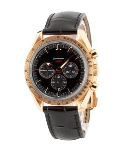 Alternative view of HandMade The Omega Speedmaster Broad Arrow Red Gold on Leather Strap