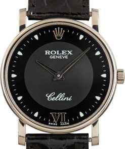 HandMade The Rolex Cellini Black Dial Ref 5115 18k White Gold