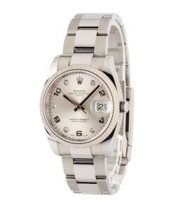 Alternative view of HandMade The Rolex Date 115234 Silver Arabic Diamond Dial