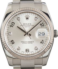 HandMade The Rolex Date 115234 Silver Arabic Diamond Dial