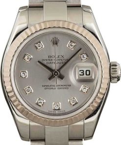HandMade The Ladies Rolex Datejust 179174 Silver Diamond Dial