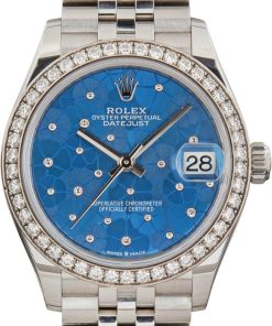 HandMade The Ladies Rolex Datejust 31 278384 Azzurro Blue Floral Motif Dial