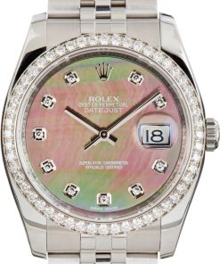 HandMade The Rolex Datejust 36 Ref 116244 Mother Of Pearl Diamond Dial