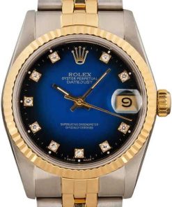 HandMade The Ladies Rolex Datejust 68273 Blue Vignette Diamond Dial