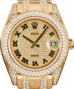 HandMade The Rolex Datejust 81358 18k Yellow Gold Pearlmaster