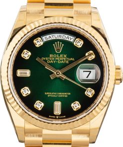 HandMade The Rolex Day-Date 36 Ref 128238 Green Ombre Diamond Dial