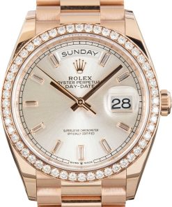 HandMade The Rolex Day-Date 36 Ref 128345 Silver Diamond Dial