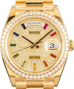 HandMade The Rolex Day-Date 36 Rainbow Dial 128348 18k Yellow Gold
