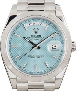 HandMade The Rolex Day-Date 40 Platinum 228206 Diagonal Motif Ice Blue Dial